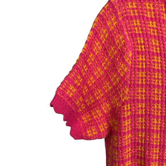 Free Assembly Sweater Dress Women's M Pink Orange Short Sleeve Woven V-Neck - Picture 7 of 14